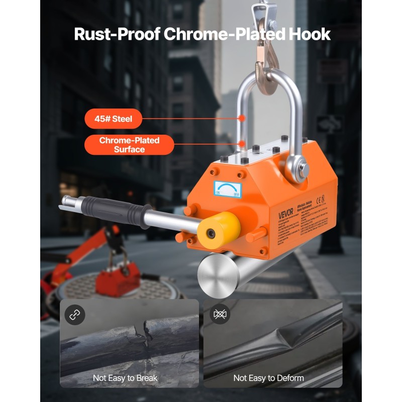 Magneettinen kaivonkannen nostovaunu teräsrunko taittuva N42-neodyymimagneetti 600 kg vetovoima