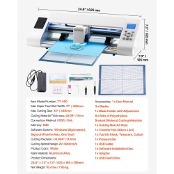 Askarteluleikkuri alumiiniseos TT-450 330 mm leikkuuleveys valkoinen automaattinen reunantunnistus vinyylille