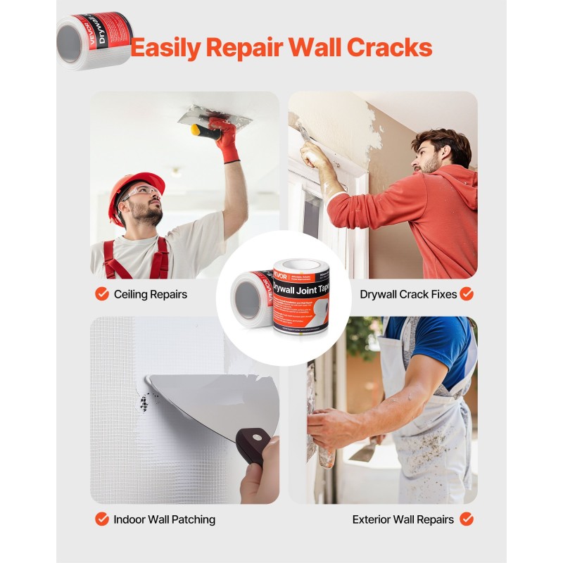 Itsekiinnittyvä lasikuitukipsilevyverkko 150 mm 30 m 12 rullaa seinien ja kattojen korjaukseen