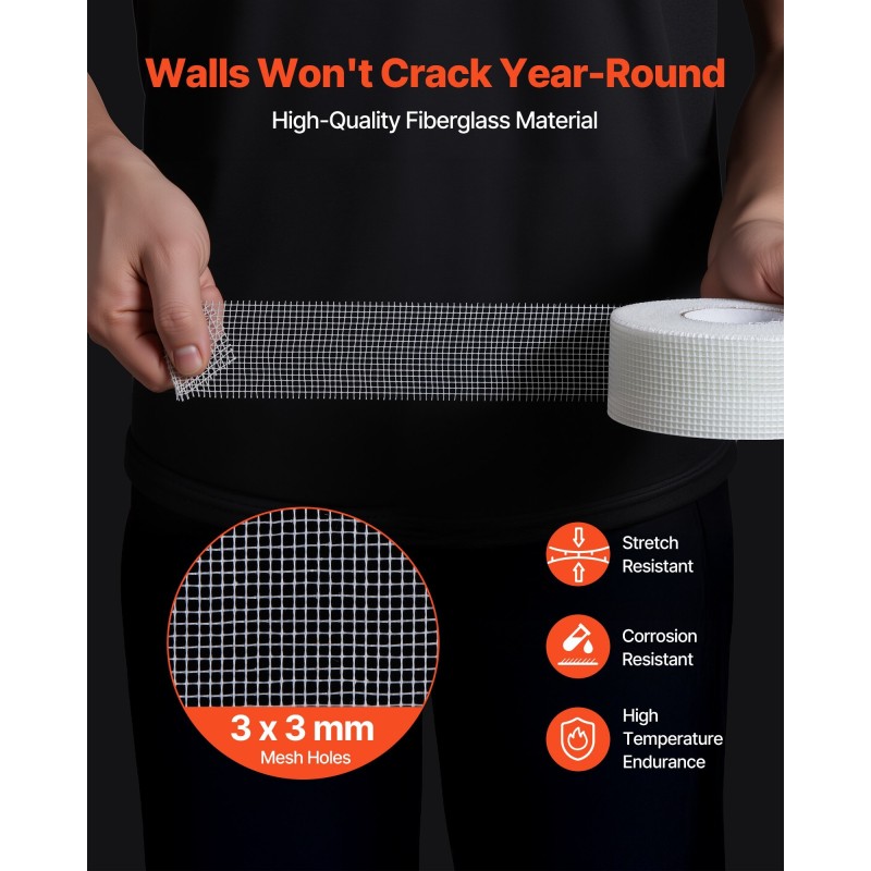 Itsekiinnittyvä lasikuitukipsilevyverkko 12 rullaa 150 mm 30 m valkoinen