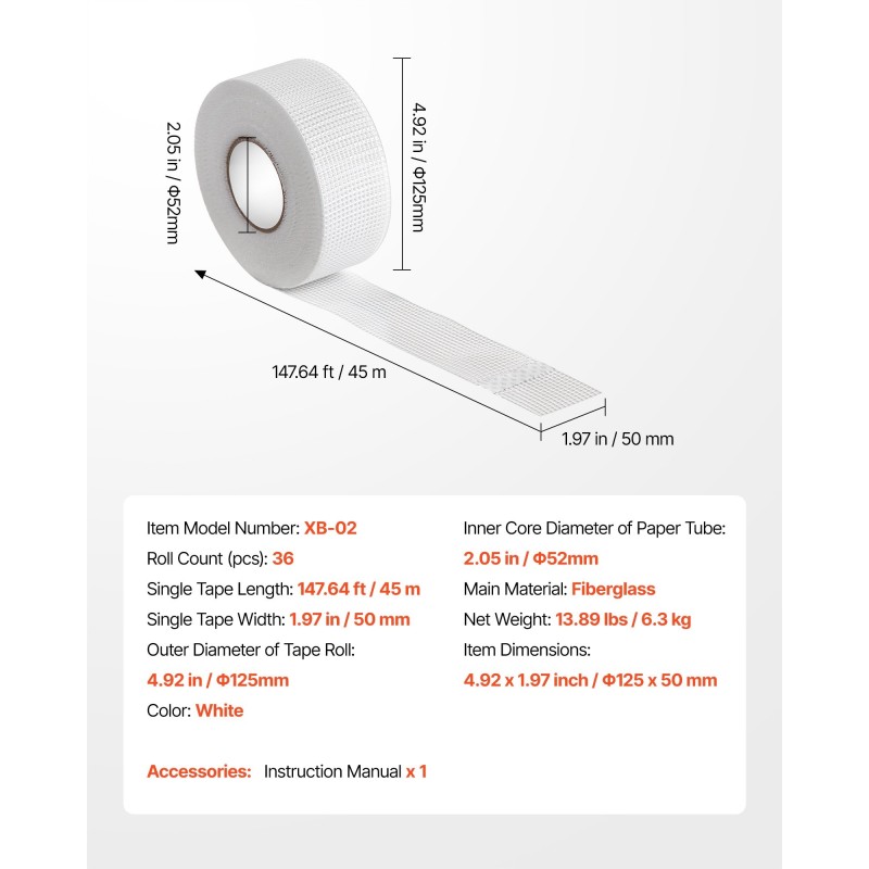 Itsekiinnittyvä lasikuitukipsilevyverkko 12 rullaa 150 mm 30 m valkoinen