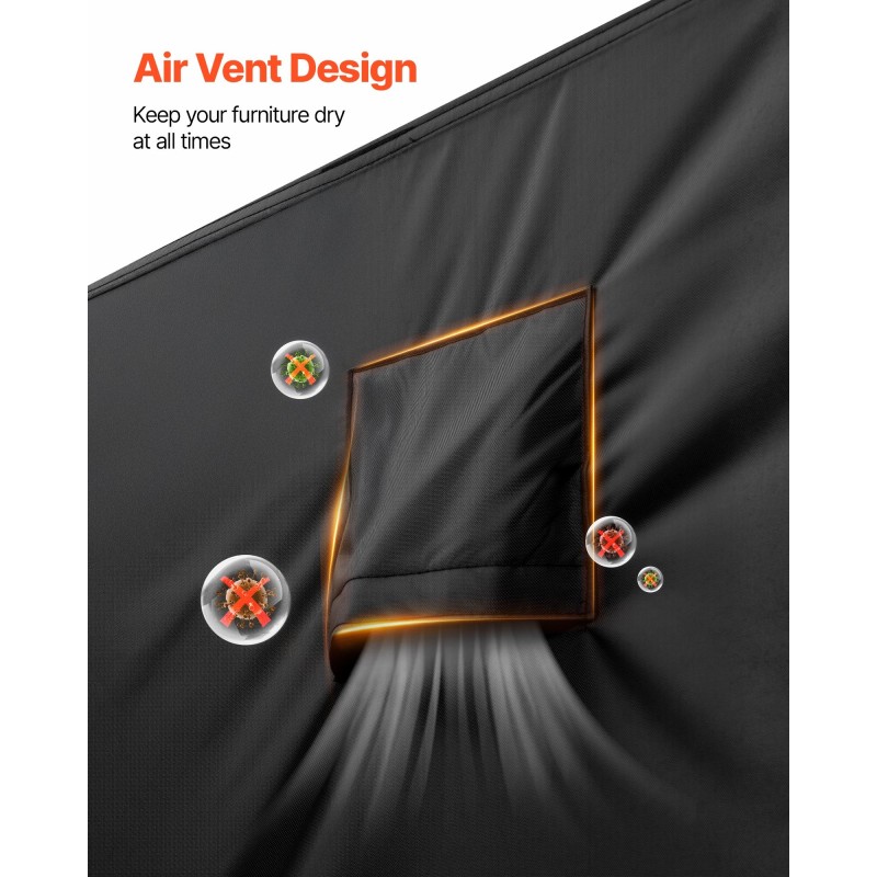 Ulkokalustesuoja ruokapöydille ja tuoleille 420D Oxford-kangas 330x214x71 cm musta