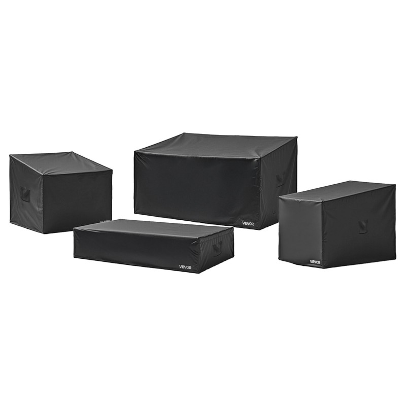 Suojapeitesarja ulkokalusteille 4-osainen 420D Oxford-kangas vesitiivis musta