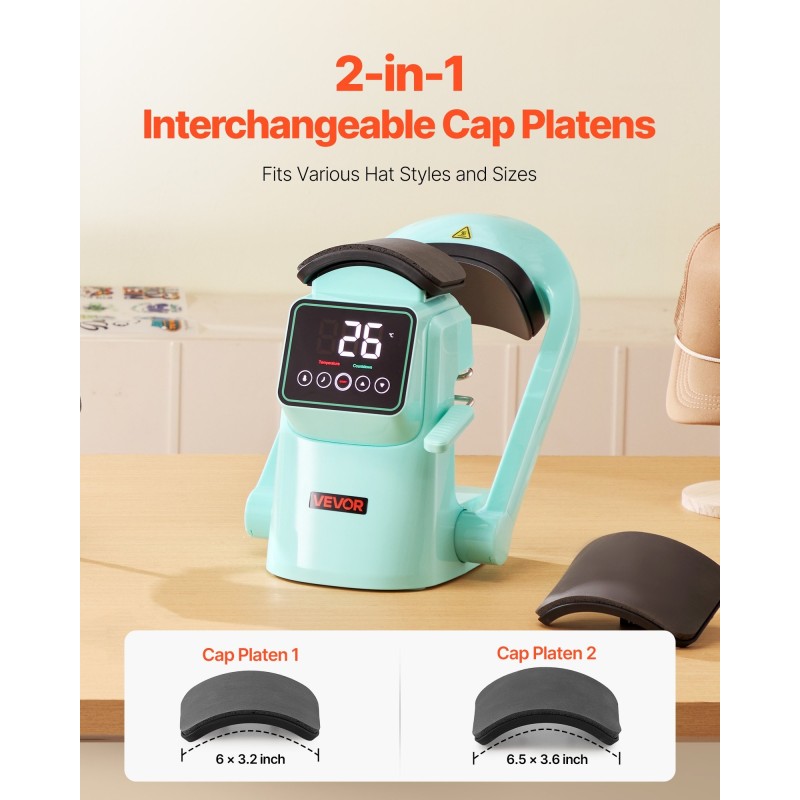 Automaattinen hattujen lämpöpuristin kaksitasoinen 152 x 90 mm kosketusnäytöllä