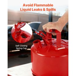Turvapolttoainekanisteri 9,5 l kylmävalssattu hiiliteräs punainen ruostumaton liekinsammutin