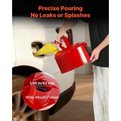 Turvapolttoainekanisteri 9,5 l kylmävalssattu hiiliteräs punainen ruostumaton liekinsammutin