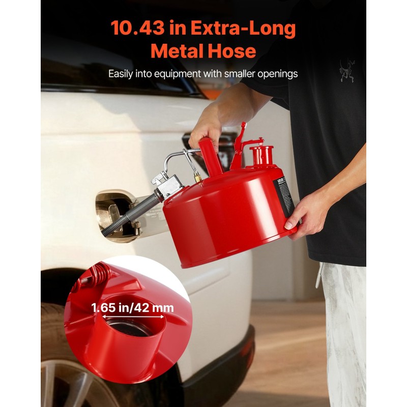 Polttoainekanisteri 9,5 l hiiliteräs tyyppi II punainen itsestään sulkeutuva kansi