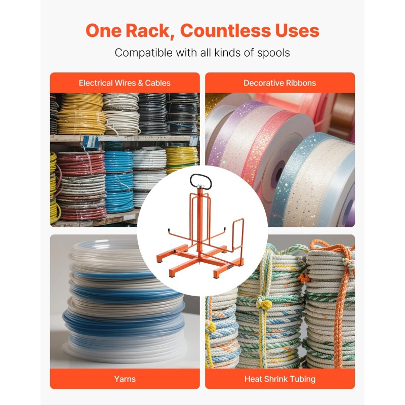 Kaapelikela-annostelija ruostumaton metallirunko lattia ja runkotolppa-asennus sopii 5.31–16.54 tuuman keloille