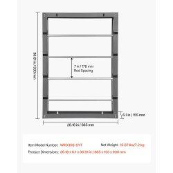 Lankakelateline kylmävalssattua terästä musta pinnoite 4 säädettävää tankoa 68 kg seinäkiinnitys
