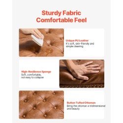 Säilytysrahi 80 cm neliö PU-nahkaverhoiltu ruskea puurunko säilytystilalla rullapyörillä