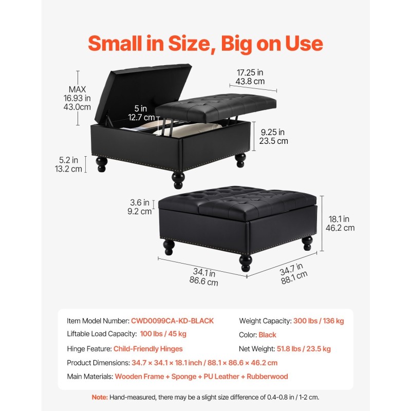 Säilytysrahi neliö 88 cm musta PU-keinonahka sohvapöytä ja lisäistuin