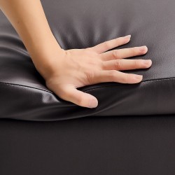 Säilytysrahi neliö 71 cm tummanruskea keinonahkaverhoilu sohvapöytä lisäistuin puujalat