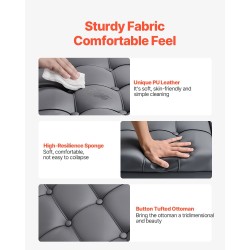 Neliönmuotoinen säilytysrahi 80 cm PU-nahkaverhoilu harmaa säilytystila