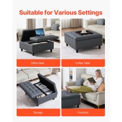 Neliönmuotoinen säilytysrahi 80 cm PU-nahkaverhoilu harmaa säilytystila