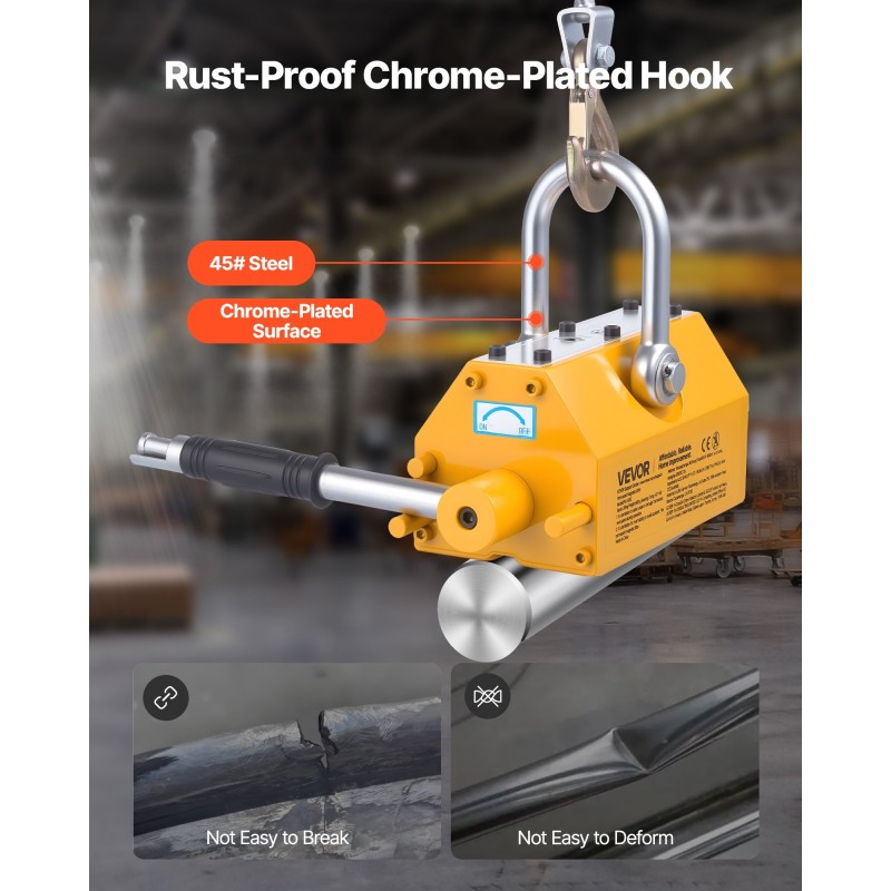 Nostomagneetti neodyyminen 600 kg vetokyky teräslevyille mekaaninen kytkentäkahva