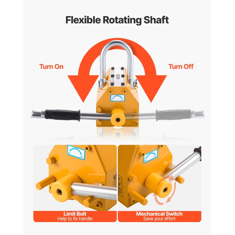 Nostomagneetti neodyyminen 600 kg vetokyky teräslevyille mekaaninen kytkentäkahva