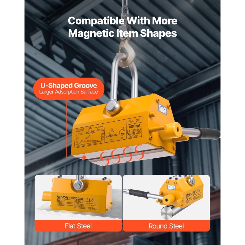 Magneettinostin N42-neodyymimagneetti 1000 kg teräslevyille vapautuskahvalla teräskoukulla