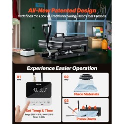 Monitoiminen lämpöpuristin teräs suuri lämmityslevy kahdeksan toimintoa sublimaatioon