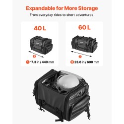 Moottoripyörän takalaukku laajennettava 40–60 litraa polyesteri musta