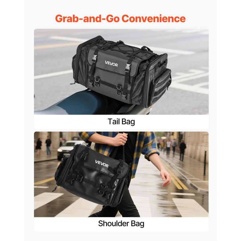 Moottoripyörän takalaukku laajennettava 40–60 litraa polyesteri musta