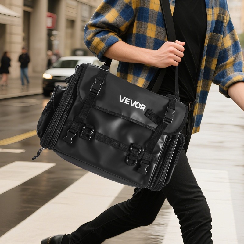 Moottoripyörän takalaukku laajennettava 40–60 litraa polyesteri musta