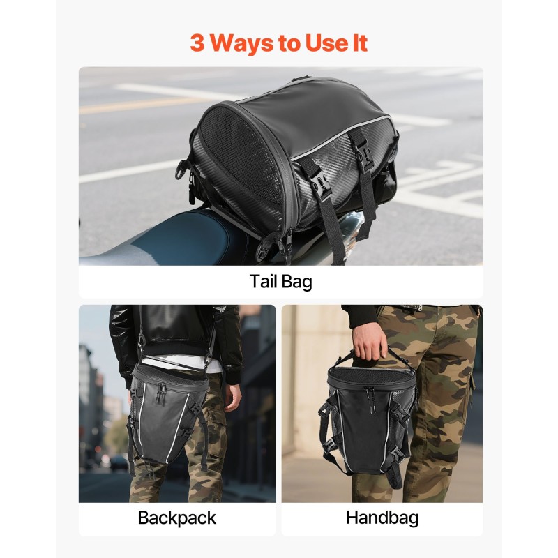 Moottoripyörän takalaukku 10 l musta 600D Oxford-kangas yleismallinen