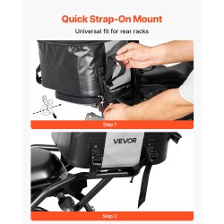 Moottoripyörän takalaukku 28 l 500D PVC verkkokangas vedenpitävällä vetoketjulla säädettävillä soljilla