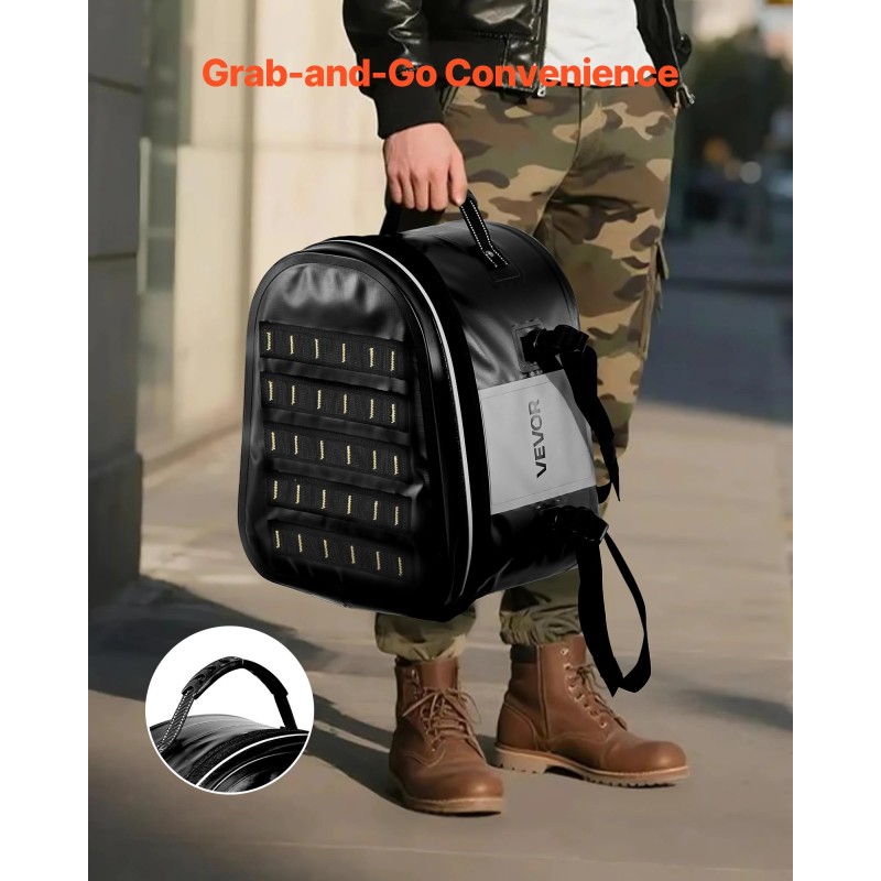 Moottoripyörän takalaukku 28 l 500D PVC verkkokangas vedenpitävällä vetoketjulla säädettävillä soljilla