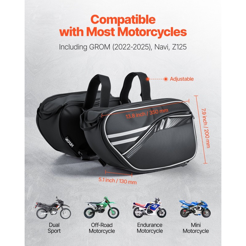 Moottoripyörän sivulaukku 30 L 600D Oxford-kangas PVC-pinnoite vedenpitävä sadesuoja