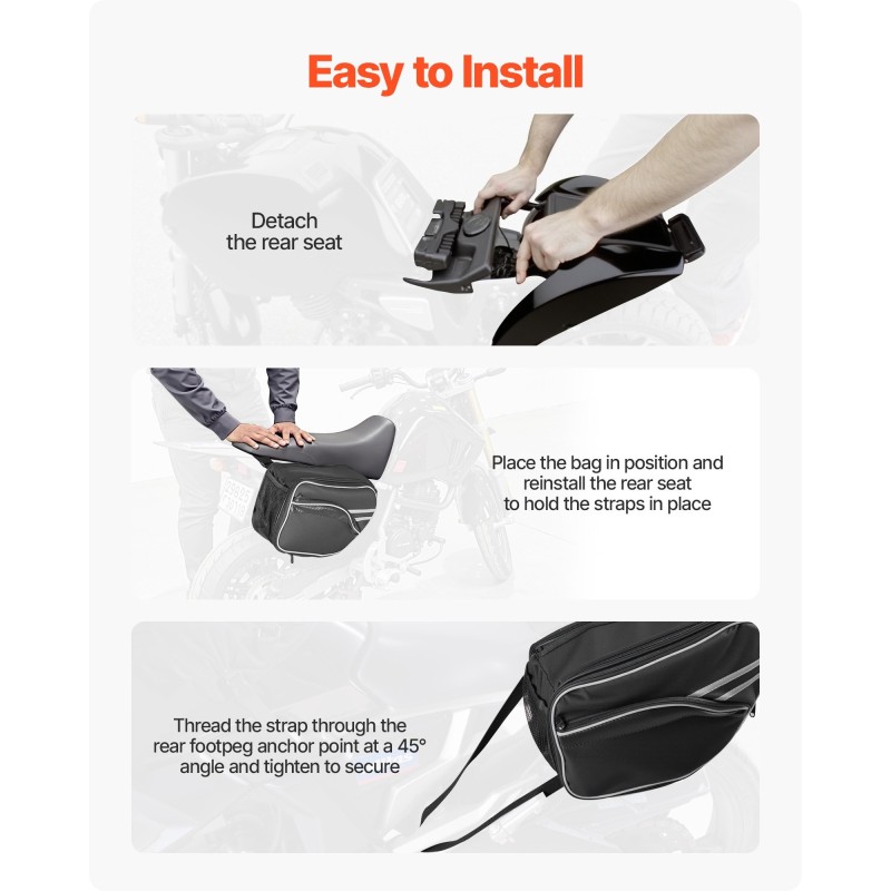 Moottoripyörän sivulaukku 30 L 600D Oxford-kangas PVC-pinnoite vedenpitävä sadesuoja