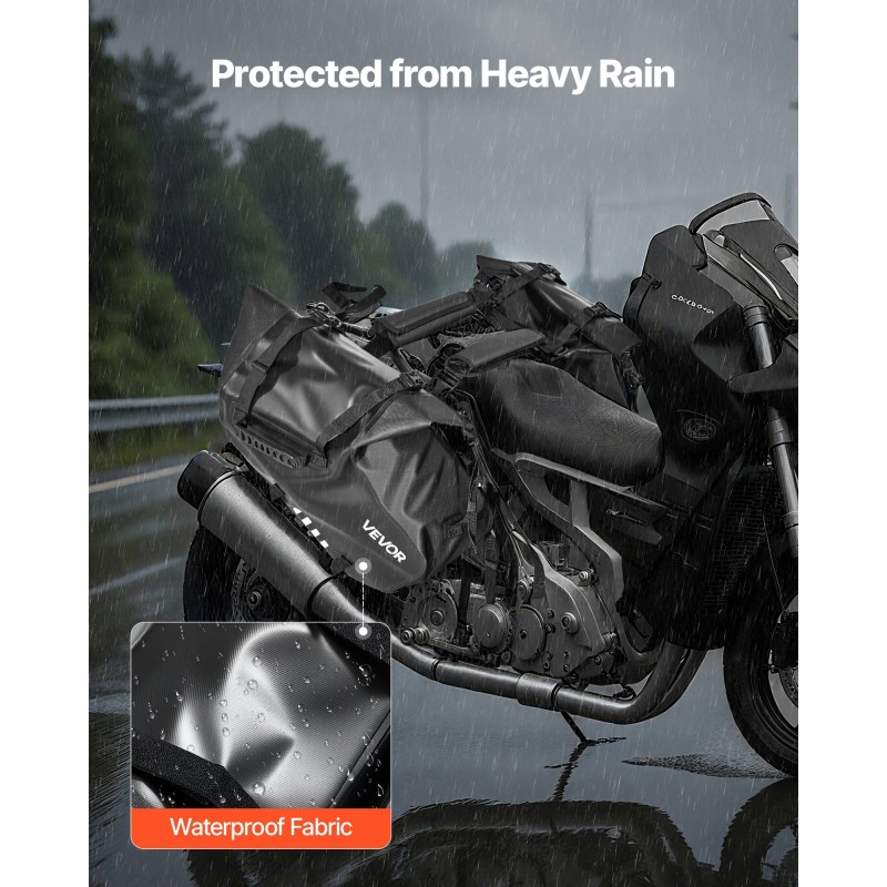 Moottoripyörän sivulaukku 500D PVC 28 L vesitiivis musta