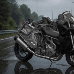 Moottoripyörän sivulaukku 500D PVC 28 L vesitiivis musta