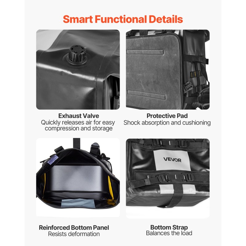Moottoripyörän sivulaukut 56 L vedenpitävä 500D PVC sopii useimpiin moottoripyörämalleihin