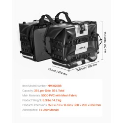 Moottoripyörän sivulaukut 56 L vedenpitävä 500D PVC sopii useimpiin moottoripyörämalleihin