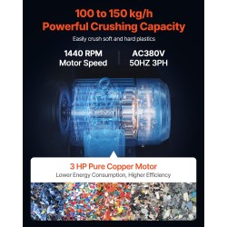 Muovimurskain 3HP 100–150 kg/h 6 mm seula 11 SKD-11 terää