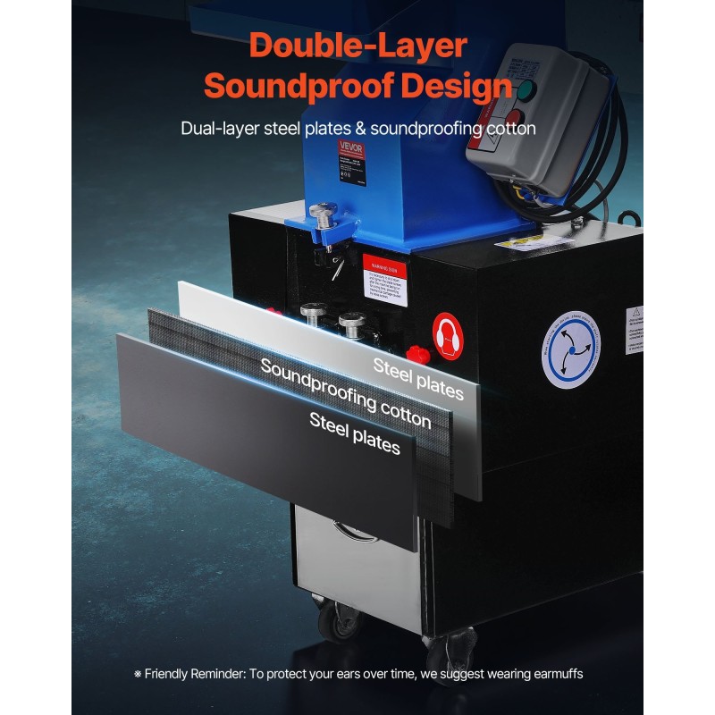 Muovimurskain 3HP 100–150 kg/h 6 mm seula 11 SKD-11 terää