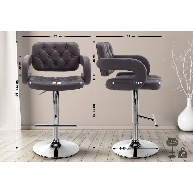 Dublin säädettävä baarijakkara keinonahalla ja käsinojilla