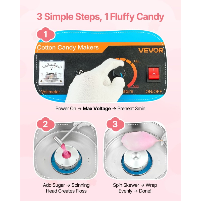 Hattarakone 1000W ruostumaton teräskulho 38 cm sininen kotikäyttöön