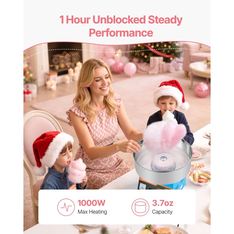 Hattarakone 1000W ruostumaton teräskulho 38 cm sininen kotikäyttöön