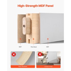 Liukuovi H-muotoinen MDF ja mänty 914 x 2134 mm valkoinen vesitiivis PVC-pinnoite