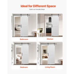 Liukuva talliovi MDF ja mänty 762 x 2134 mm valkoinen H-muoto