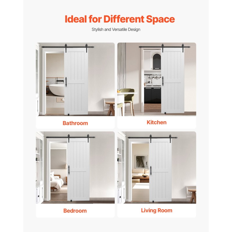 Liukuva talliovi MDF ja mänty 762 x 2134 mm valkoinen H-muoto