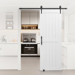 Liukuva talliovi MDF ja mänty 762 x 2134 mm valkoinen H-muoto