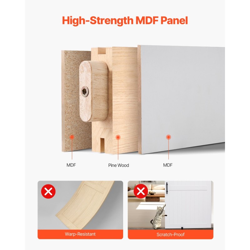 Liukuovi H-mallinen MDF-mänty 1219 x 2134 mm valkoinen vedenpitävä PVC-pinnoite asennussarjalla