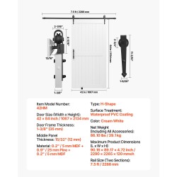 Liukuva ladonovi MDF ja mänty 1067 x 2134 mm valkoinen vedenpitävä PVC-pinnoite