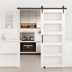 Liukuva ladonovi MDF ja lasi 914 mm leveä 2134 mm korkea valkoinen