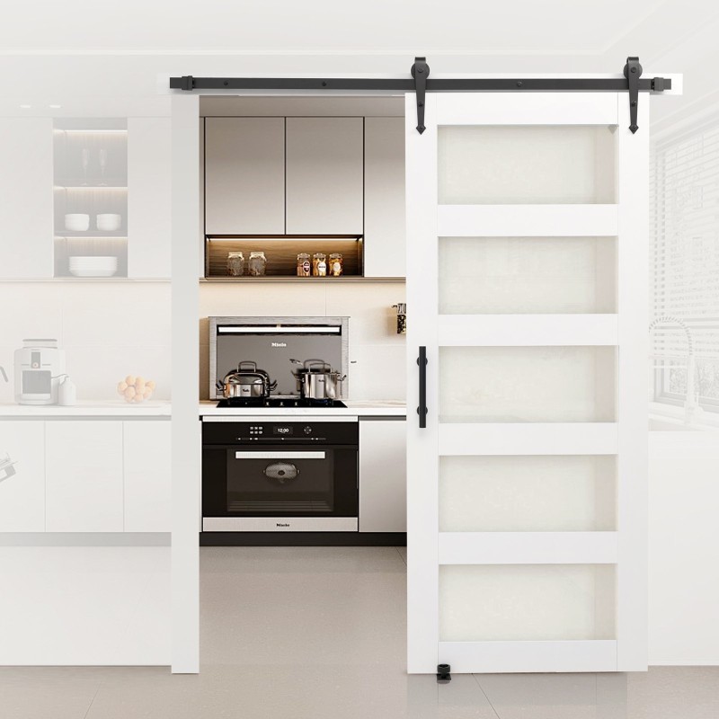 Liukuva ladonovi MDF ja lasi 914 mm leveä 2134 mm korkea valkoinen