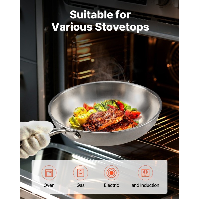 Paistinpannusetti 3-osainen 240/280/320 mm kolmikerroksinen ruostumaton teräs induktioyhteensopiva