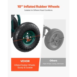 Rullattava puutarhatuoli teräsrunkoinen korkeussäädettävällä pyörivällä istuimella ilmakumirenkailla työkalulokerolla