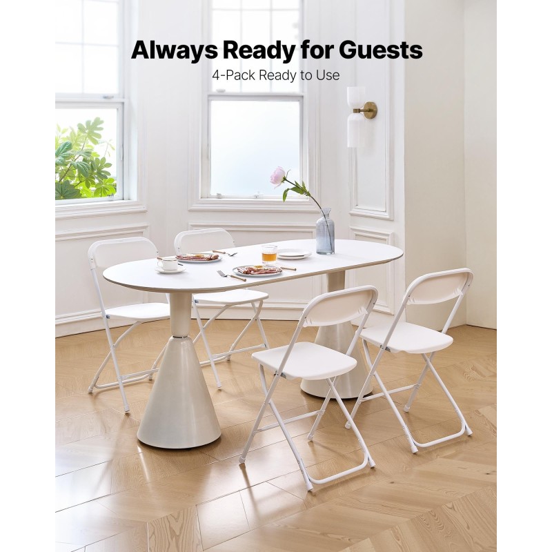 Kokoontaitettavat rautaputkirunkoiset tuolit PP-istuimilla 4 kpl valkoinen